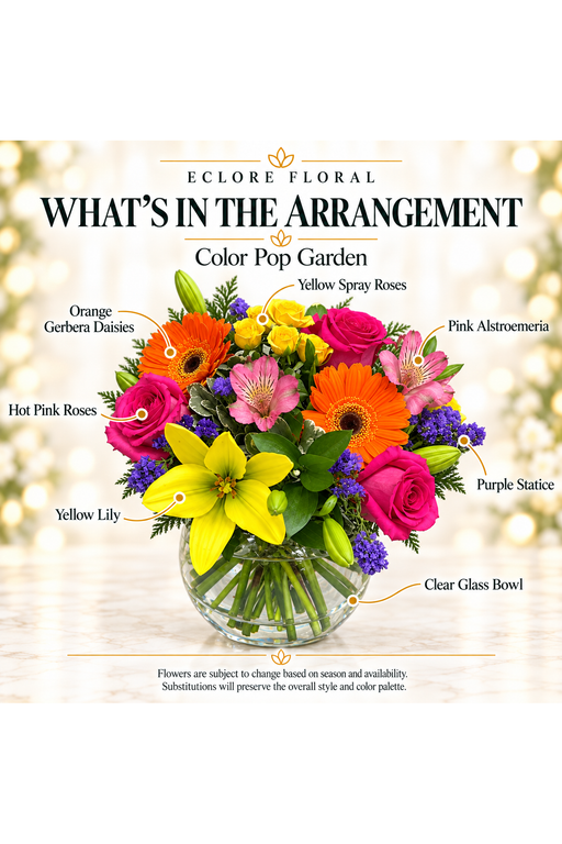 Color Pop Garden — What’s in the Arrangement flower guide