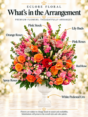 Grand Rose Garden – Luxury Pedestal Urn Arrangement — What’s in the Arrangement flower guide