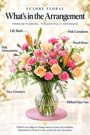 Peach Blush Garden – Roses, Carnations & Lilies — What’s in the Arrangement flower guide
