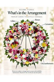 Eclore Floral — What’s in the Arrangement: Tranquil Garden Tribute Wreath. Flowers may vary with season and availability.