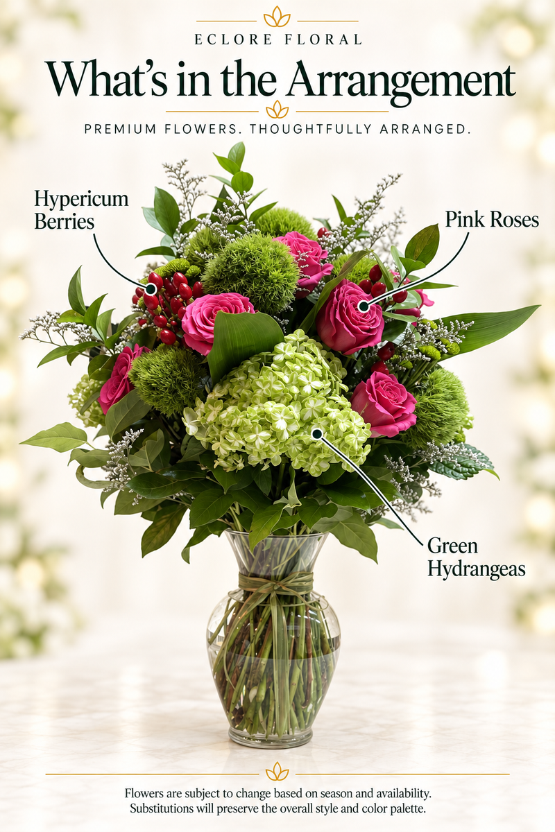Eclore Floral — What’s in the Arrangement: Green brew. Flowers may vary with season and availability.