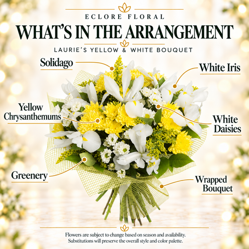 Laurie’s Yellow & White Bouquet flower guide