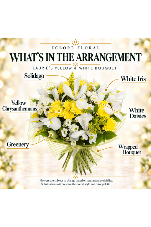 Laurie’s Yellow & White Bouquet flower guide