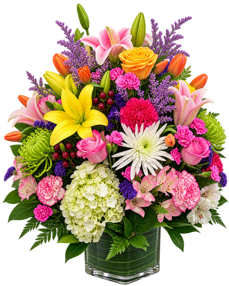 Garden Celebration colorful mixed floral arrangement