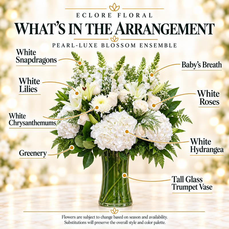 Pearl-Luxe Blossom Ensemble flower guide