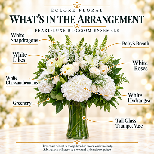 Pearl-Luxe Blossom Ensemble flower guide