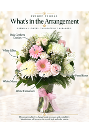 Eclore Floral flower guide for Pink & White Blossom. Flowers are subject to season and availability; substitutions preserve the overall style and color palette.