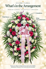 Pink Remembrance Standing Spray [SS018] — Eclore Floral flower guide. Flowers are subject to season and availability; substitutions preserve style and color palette.