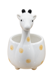 Giraffe ceramic pot front view; planter only