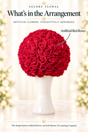 Eclore Floral — What's in the Arrangement: Red and White Large Centerpiece. Artificial flower identification guide.