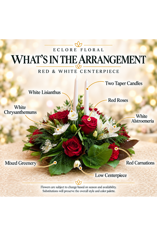 Red & White Centerpiece flower guide