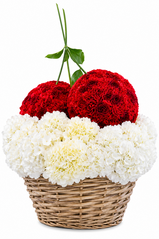 Cherry Love luxury red and white hydrangea basket - Grand size