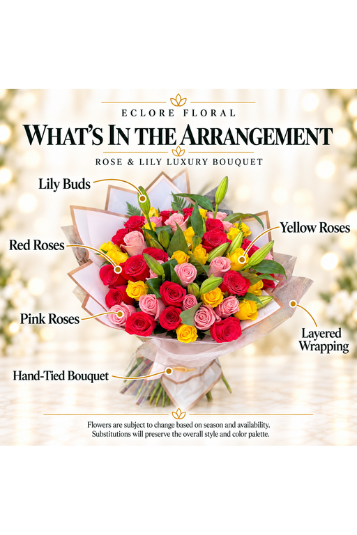 Rose & Lily Luxury Bouquet flower guide