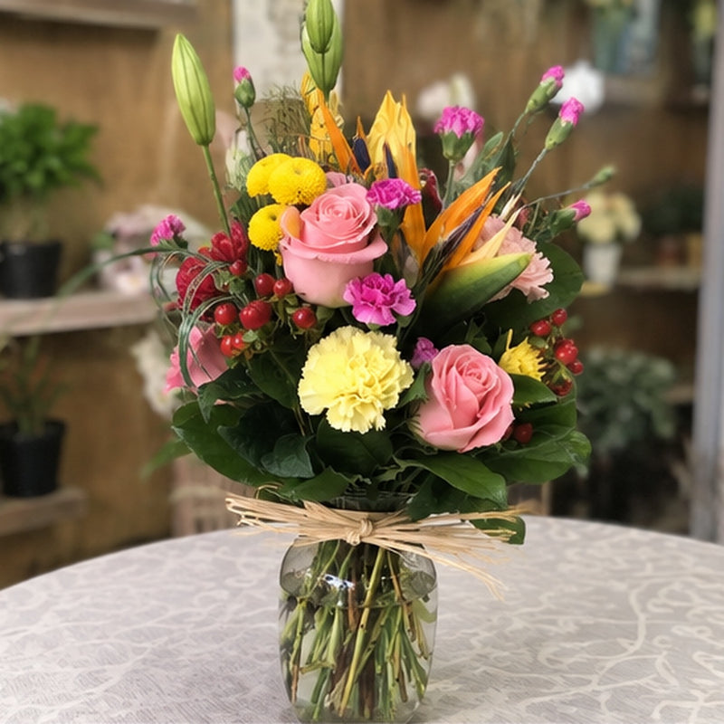 Summer Blossom flower arrangement shown from a natural three-quarter angle.