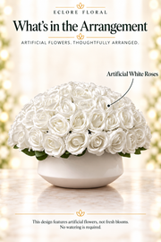 Eclore Floral — What's in the Arrangement: White On White Artificial Floral Centerpiece. Artificial flower identification guide.