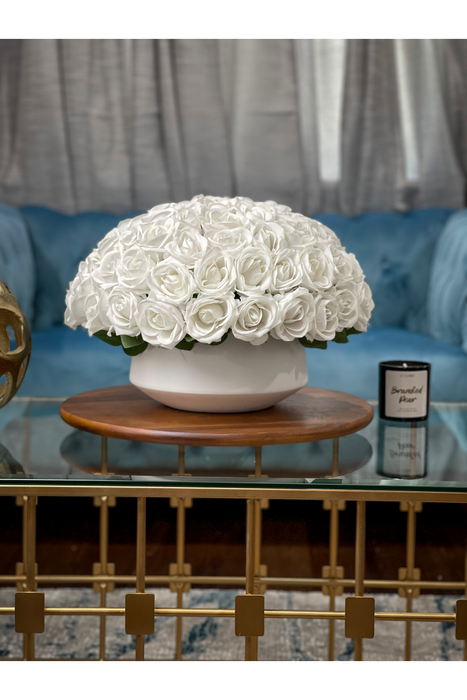White On White Artificial floral Centerpiece