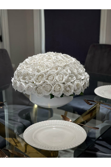 White On White Artificial floral Centerpiece