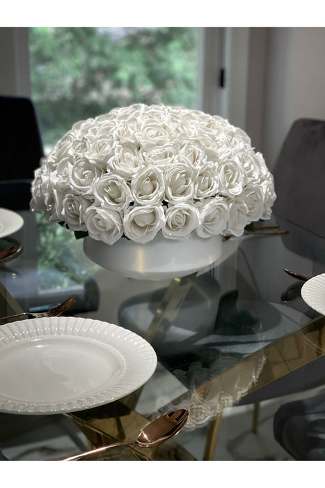 White On White Artificial floral Centerpiece