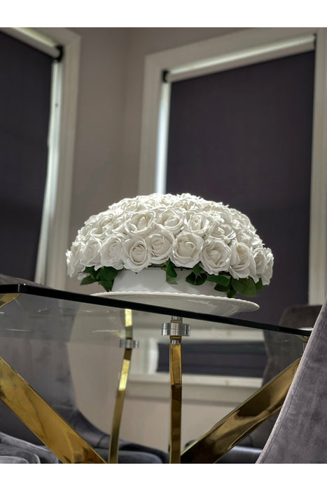 White On White Artificial floral Centerpiece