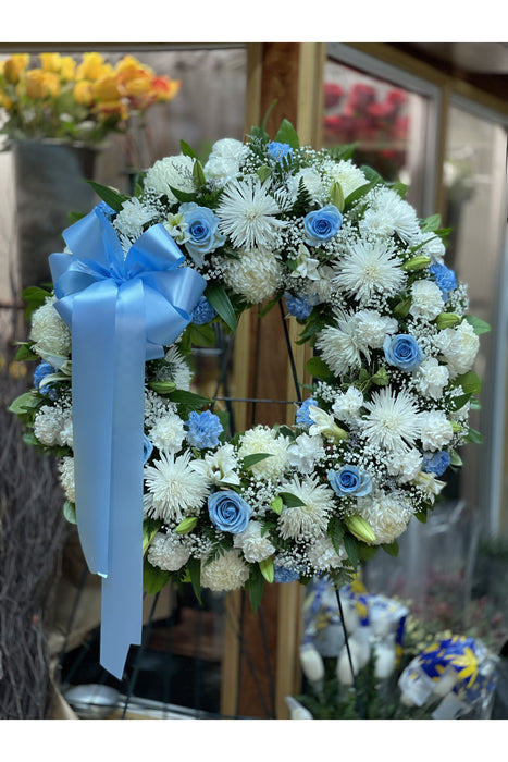 white & blue Wreath