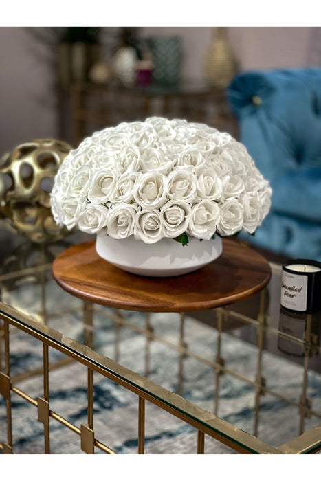 White On White Artificial floral Centerpiece