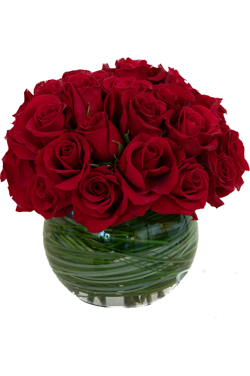 Nivea’s Roses – Luxury Red Rose Arrangement in Glass Vase